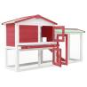 Large Outdoor Rabbit Hutch - Red & White | Hipomarket UK