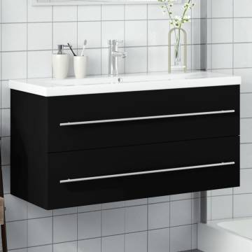 Stylish Black Bathroom Sink Cabinet with Built-in Basin