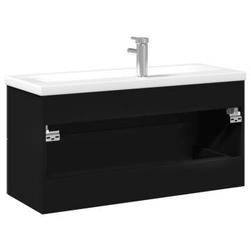 Stylish Black Bathroom Sink Cabinet with Built-in Basin