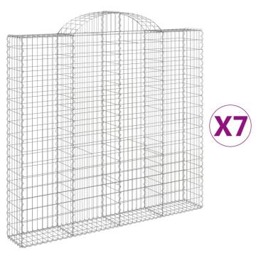 Arched Gabion Baskets - 7 pcs Galvanised Iron | HipoMarket