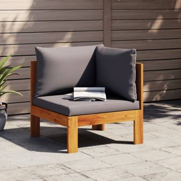 Garden Sofa Corner with Cushions - Solid Acacia Wood