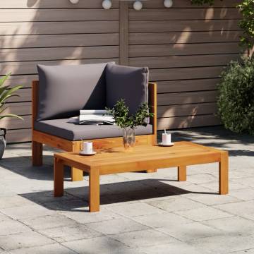 Garden Sofa Corner with Cushions - Solid Acacia Wood