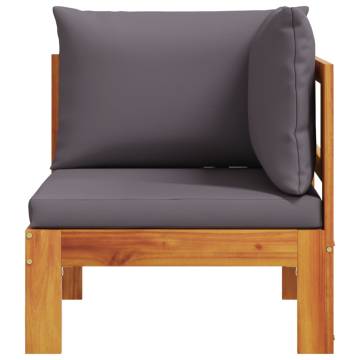 Garden Sofa Corner with Cushions - Solid Acacia Wood