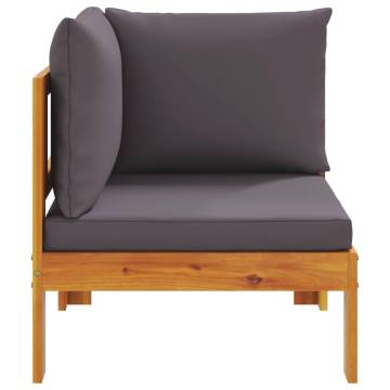 Garden Sofa Corner with Cushions - Solid Acacia Wood