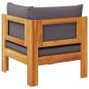 Garden Sofa Corner with Cushions - Solid Acacia Wood