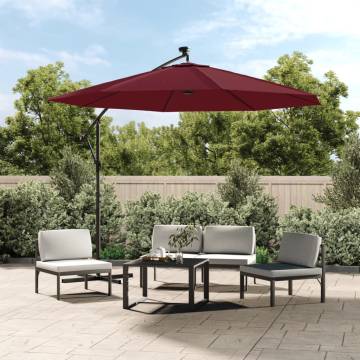 Cantilever Umbrella with LED Lights - Wine Red | HipoMarket UK