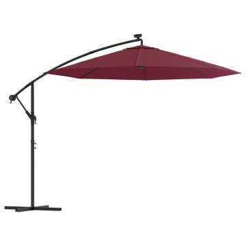 Cantilever Umbrella with LED Lights - Wine Red | HipoMarket UK