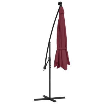 Cantilever Umbrella with LED Lights - Wine Red | HipoMarket UK