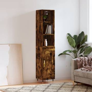 Elegant Highboard in Smoked Oak - 34.5x34x180 cm