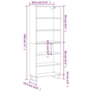 Stylish Highboard White 69.5x32.5x180 cm - Modern Storage Solution