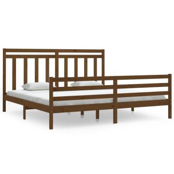 Honey Brown Solid Wood Bed Frame 200x200 cm - Timeless Design