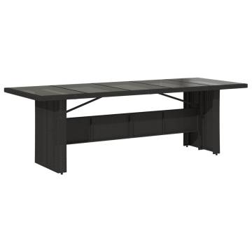 Garden Table with Glass Top - Black Poly Rattan 240x90 cm