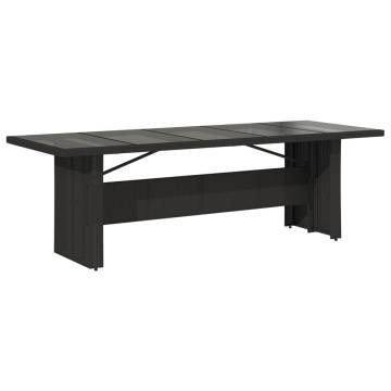 Garden Table with Glass Top - Black Poly Rattan 240x90 cm