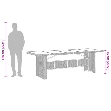 Garden Table with Glass Top - Black Poly Rattan 240x90 cm