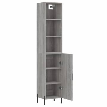 Elegant Grey Sonoma Highboard | 34.5x34x180 cm