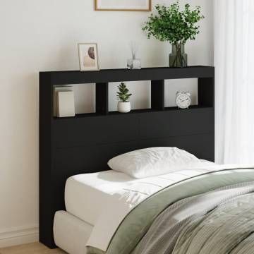 Modern Black LED Headboard Cabinet - 120x17x102 cm