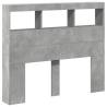 Stylish Headboard Cabinet with LED - Concrete Grey