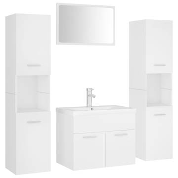 Stylish White Engineered Wood Bathroom Furniture Set