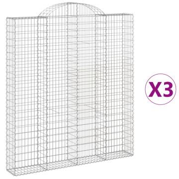 Arched Gabion Baskets - 3 pcs Galvanised Iron 200x30x220/240 cm