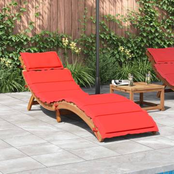 Red Acacia Sun Lounger with Cushion | Hipomarket