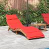 Sun Lounger with Cushion Red Solid Wood Acacia Colour red Quantity in Package 1 