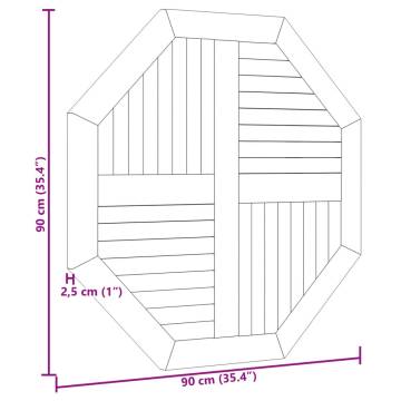 Octagonal Solid Wood Teak Table Top - 90x90x2.5 cm