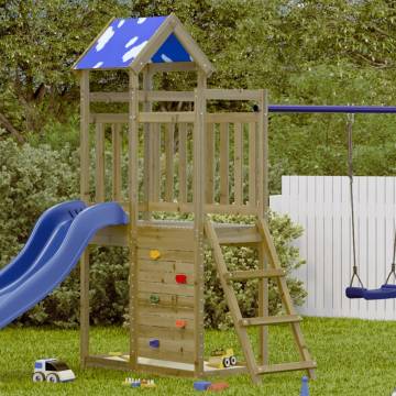 Durable Play Tower with Rockwall | Impregnated Pinewood