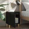 Scandinavian Bed Cabinet with Solid Wood Legs - Black 40x30x50cm