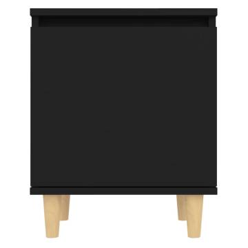 Scandinavian Bed Cabinet with Solid Wood Legs - Black 40x30x50cm