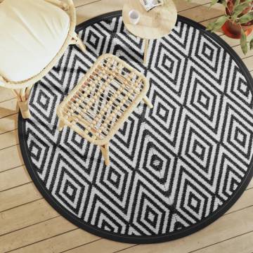 Outdoor Carpet White and Black Ø160 cm - Stylish & Durable