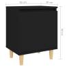 Scandinavian Bed Cabinet with Solid Wood Legs - Black 40x30x50cm