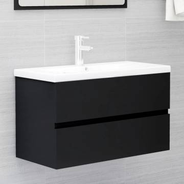 Sink Cabinet with Built-in Basin - Black Engineered Wood