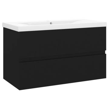 Sink Cabinet with Built-in Basin - Black Engineered Wood