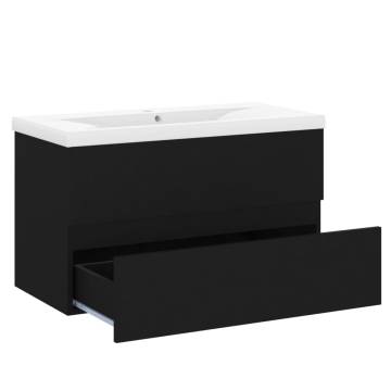 Sink Cabinet with Built-in Basin - Black Engineered Wood