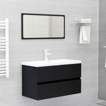 Sink Cabinet with Built-in Basin - Black Engineered Wood