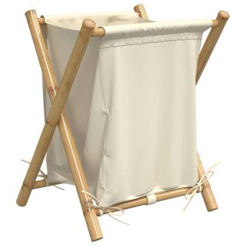 Stylish Cream White Bamboo Laundry Basket - 45x55x63.5 cm