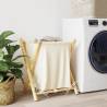 Stylish Cream White Bamboo Laundry Basket - 45x55x63.5 cm