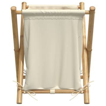 Stylish Cream White Bamboo Laundry Basket - 45x55x63.5 cm