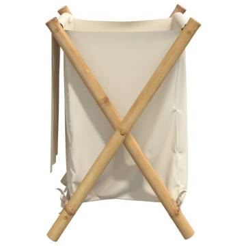 Stylish Cream White Bamboo Laundry Basket - 45x55x63.5 cm