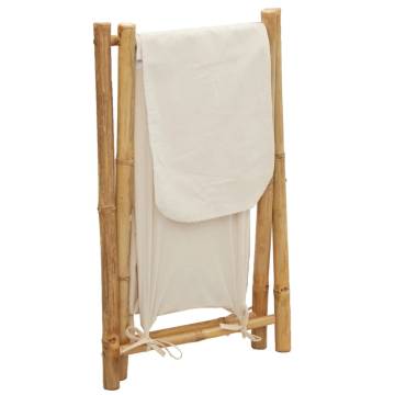 Stylish Cream White Bamboo Laundry Basket - 45x55x63.5 cm