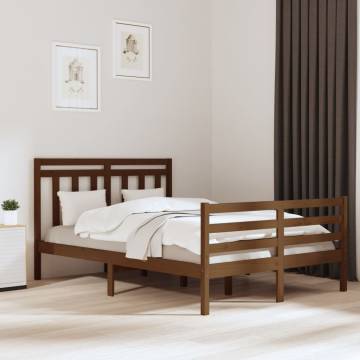 Honey Brown Solid Wood Bed Frame 120x190 cm - Small Double