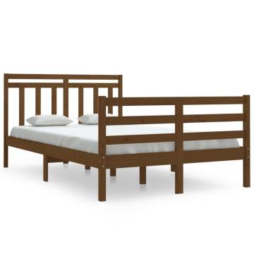 Honey Brown Solid Wood Bed Frame 120x190 cm - Small Double