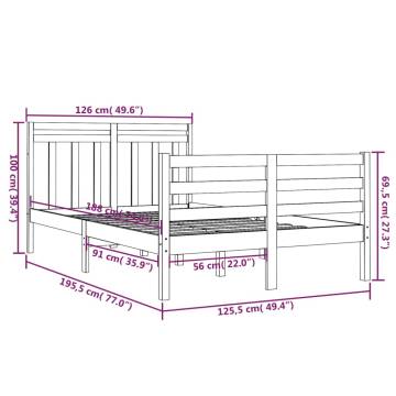 Honey Brown Solid Wood Bed Frame 120x190 cm - Small Double