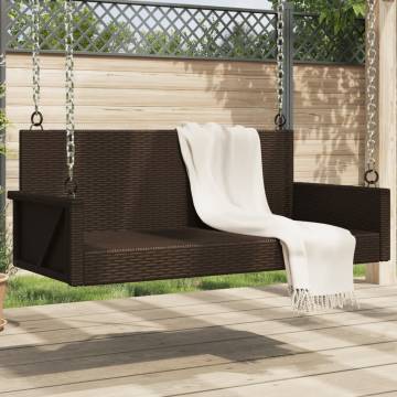 Brown Swing Bench 119x56x48 cm - Durable Outdoor Comfort