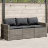 Garden Sofa with Cushions 3-Seater Grey Poly Rattan Colour grey Quantity in Package 1 