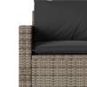 Garden Sofa with Cushions - 3-Seater Grey Poly Rattan