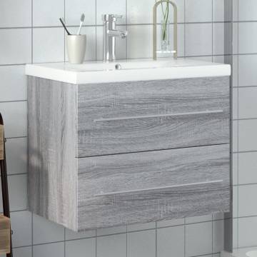 Stylish Bathroom Sink Cabinet with Basin - Grey Sonoma