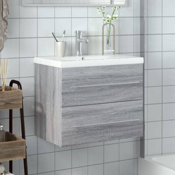 Stylish Bathroom Sink Cabinet with Basin - Grey Sonoma