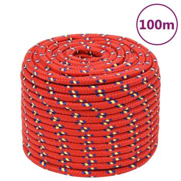 Boat Rope Red 12mm 100m Polypropylene - Durable & Versatile