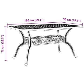 Garden Table Bronze 150x90 cm - Stylish Cast Aluminium